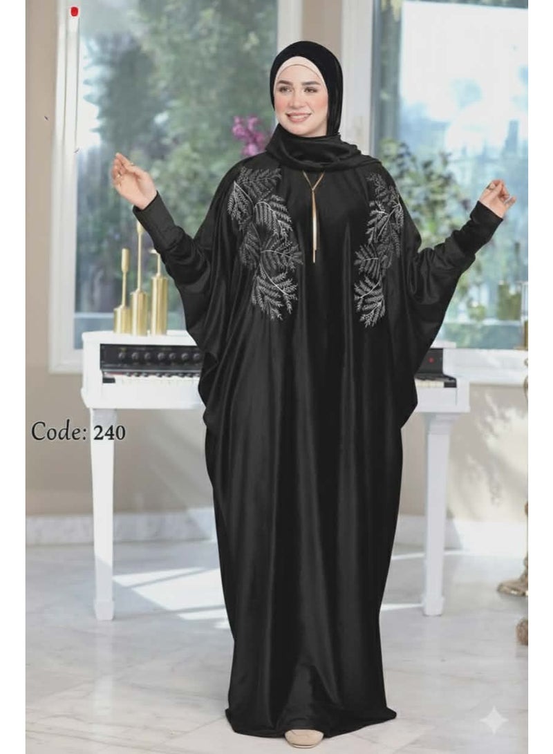 Women's prayer robe – distinctive and elegant embroidery – black - Image 1